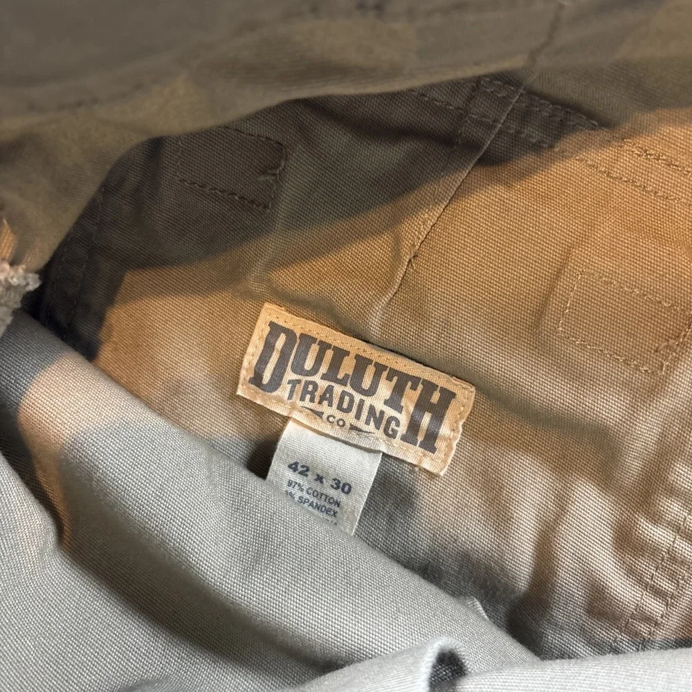 Duluth Trading Flex Fire Hose Men's 42x30 Cargo Khaki Pants Outdoor Work Canvas